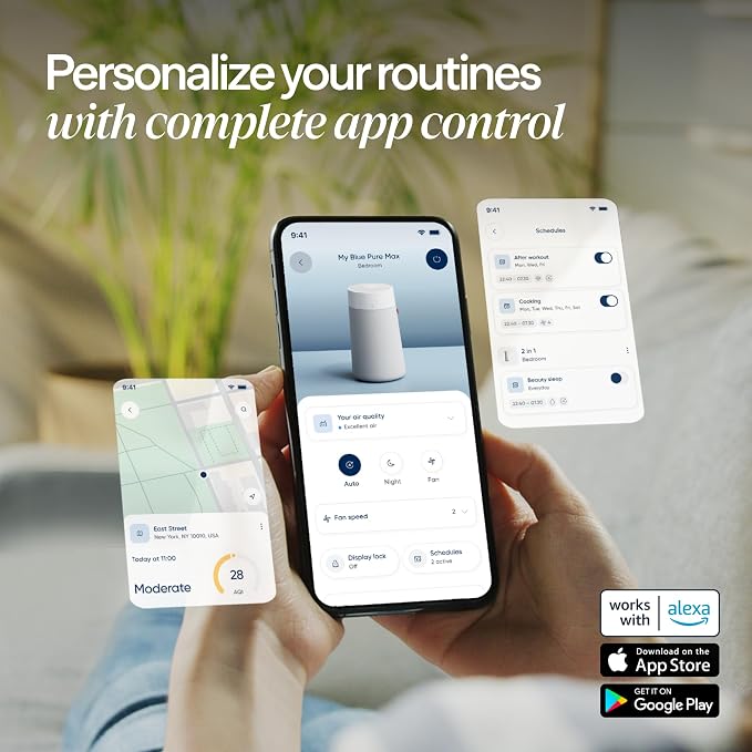 BLUEAIR Blue Pure 311i Max Smart Air Purifier for Medium Rooms up to 2,107 Sq Ft HEPASilent Air Cleaner for Pets Allergies Smoke & Dust WiFi Air Purifier with Auto Mode Quiet Air Purifier for Bedroom