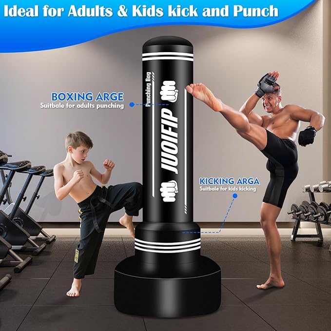 Heavy Punching Bag with Stand Adults Teens,70" Freestanding Boxing Bags Kicking Bag Heavy Bag with Boxing Gloves and Electric Air Pump, Kickboxing Training Equipment Bags Thai Fitness Karate