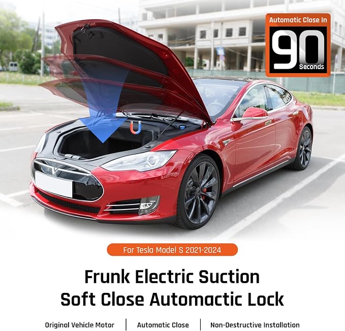 Automatic Power Frunk Closer for Tesla Model X 2021-2025 - Hands Free Soft Close Front Trunk Lock with Electric Suction Easy Install