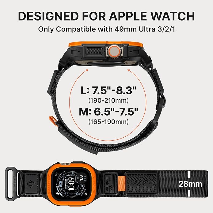 Bandletic Rugged Case with Band Compatible with Apple Watch 49mm(Ultra 3/2/1),46mm(Series 11/10), 45mm(Seriess 9/8/7),44mm(SE3/SE2/SE/6/5/4), Protective Cover Sport Accessories for iWatch Men