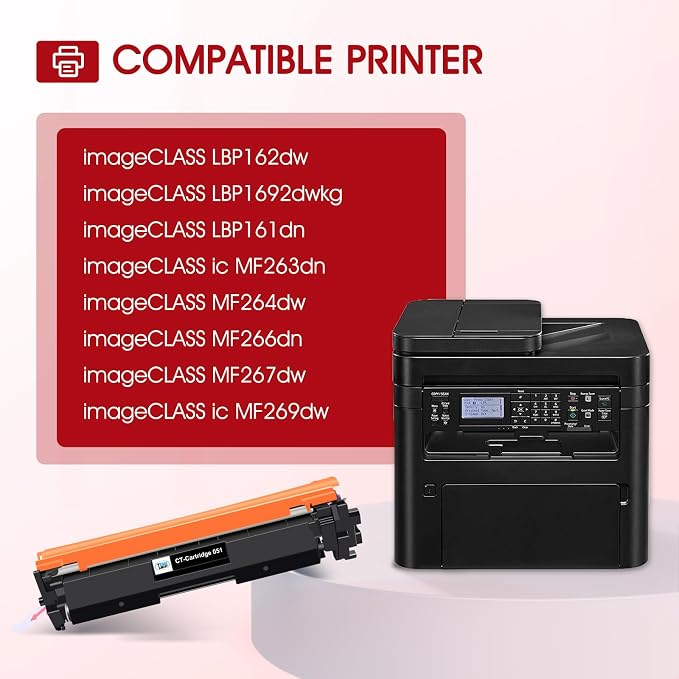 051 Toner Cartridge Compatible for Canon 051 Black Toner Cartridge CRG-051 051H CRG-051H for imageCLASS MF260 MF264dw MF269dw MF267dw LBP162dw MF266dn MF263dn LBP1692dwkg LBP161dn Printer 2-Pack