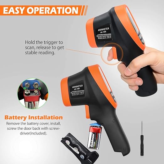 High Temperature Infrared Thermometer, AIOMEST Digital IR Pyrometer 30:1 Measure Temp -58~2732℉, Dual Laser Industrial Termómetro Handheld AI-1500 for HVAC Kilning Casting Pottery Forge
