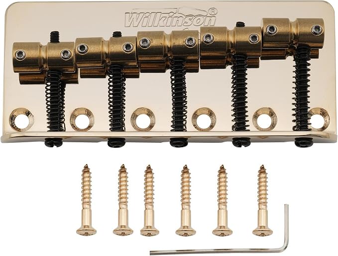 Wilkinson WBBC5 18mm 5-String Bass Bridge Brass Saddles for Precision Jazz Bass, Gold