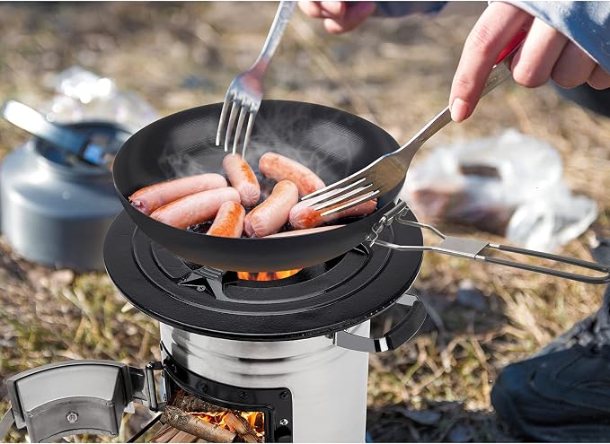 Onlyfire Stainless Steel Rocket Stove – Large Portable Wood Burning Camp Stove for Outdoor Cooking, Survival, Backyard, Patio – High Efficiency, Low Smoke, Supports Dutch Oven, 12.7x12.7x11.4 in