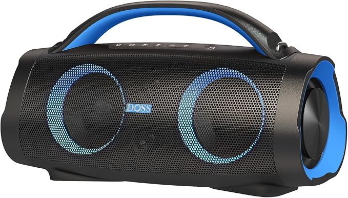 DOSS Extreme Boom Pro 100W Portable Speaker, 2+2 Channel, Deep Bass, IPX6 Waterproof, Bluetooth 5.3, 20H Playtime, Power Bank, Dynamic Lights, Outdoor Speaker for Camping, Beach, Poolside - Blue
