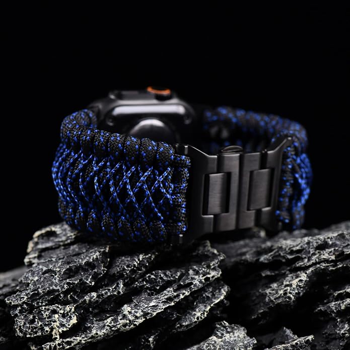 Tefeca Titan Series Paracord Band Compatible with Apple Watch Ultra 2/49mm, Series 10/46mm, 9/8/7/45mm, SE2/SE/6/5/4/44mm, and 3/2/1/42mm