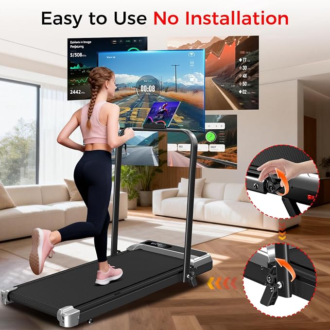 Walking Pad Treadmill with 8% Incline, 0.6-3.8MPH Foldable Treadmills with Remote for Small Home, 3.0HP Compact Walking Pad with Handle Bar, Easy Assembly, 350 LBS