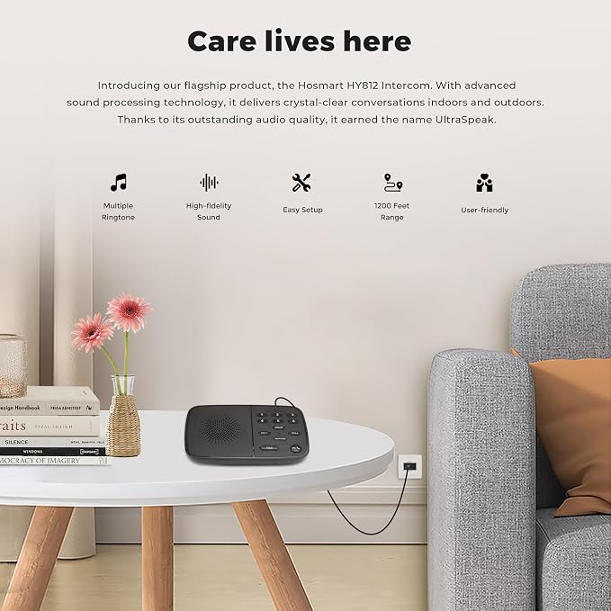 Hosmart UltraSpeak Intercoms Wireless for Home, 2025 Two-Way Real-time Intercom Full Duplex Wireless Intercom System for Home Use, House Intercom System for Business with 1200 Feet Range (2 Stations)