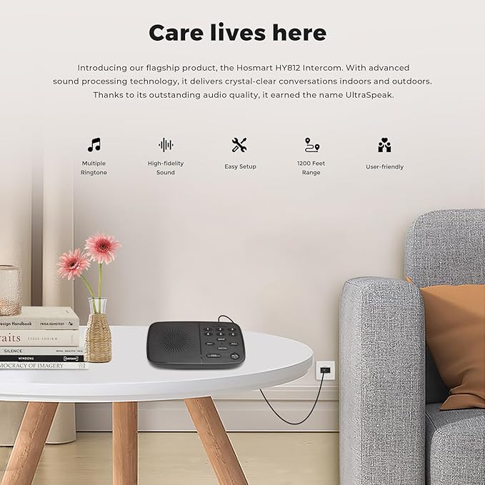 Hosmart Intercoms Wireless for Home UltraSpeak, 2025 Full Duplex Wireless Intercom System for Business, Room to Room Intercom Two Way Real-time Intercom with 1300 Feet Range (3 Stations)