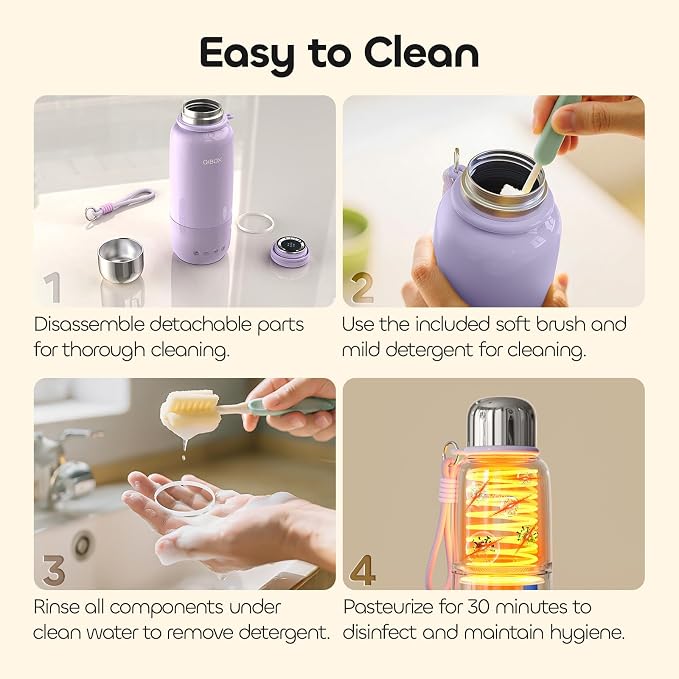 Portable Bottle Warmer for Travel - 3Min Fast Heating of Breast Milk and Formula, 36W Fast Charge, 17 Ounces Large Capacity, Baby Bottle Warmer On The Go for Outdoor Airplane and Car