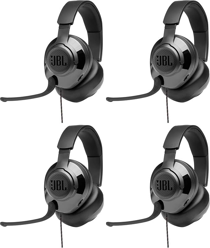 JBL Quantum 200 - Wired Over-Ear Gaming Headset with Voice Focus Directional flip-up mic and Memory Foam Ear Cushions (Black),(Pack of 4)