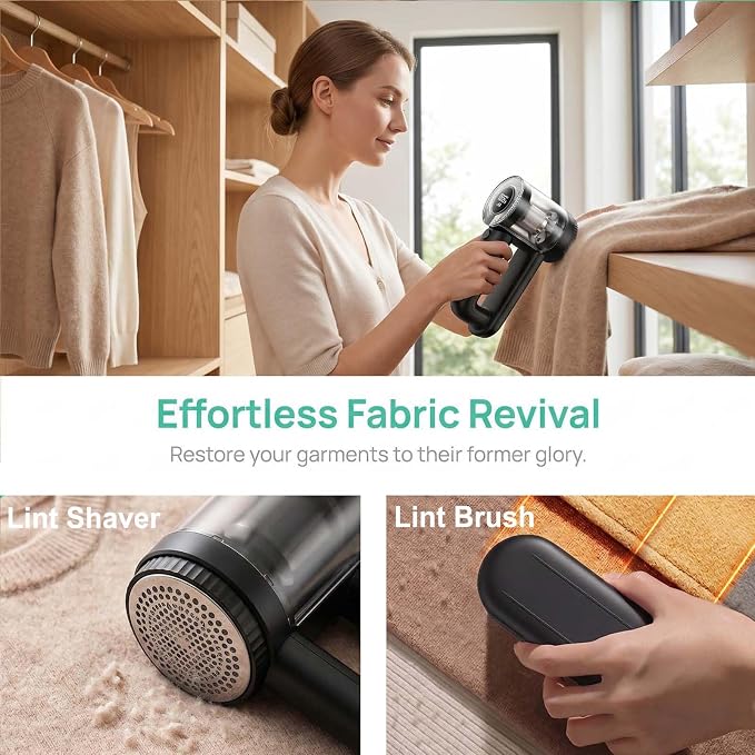2-in-1 Fabric Shaver, 3-Speed Rechargeable Lint Shaver with Digital LED Display, Electric Sweater Shavers to Remove Pilling from Clothes, Furniture, Couch and Blanket, Type-C Fast Charging