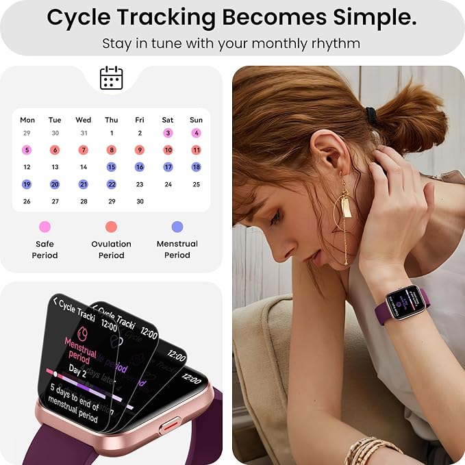Smart Watch for Women Men, Smartwatch Compatible iPhone/Android/Samsung (Answer/Make Call, Alexa Built-in), Smart Watches with Health Monitor, Activities Track, 3ATM Waterproof Fitness Watch-Purple