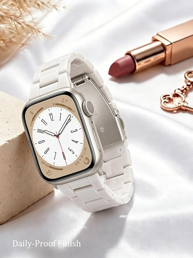 V-MORO Resin Band Compatible with Apple Watch Band Series 11/10/9/8/7 46mm 45mm 44mm 42mm Lightweight Fashion Jewelry Strap for iWatch Series 6/5/4/3/2/1/SE with Starlight Buckle Wristband Women Men