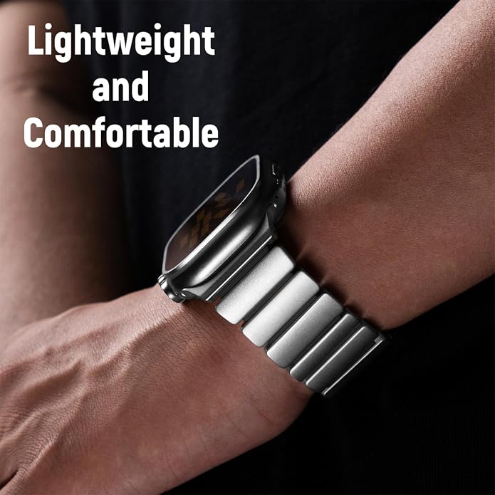 Magnetic Titanium Band Compatible with Apple Watch Ultra 3/2/1 Band 49mm Series 11 10 46mm 45mm 44mm 42mm SE 3/2/1 9 8 7 6 5 4,Luxury Silicone Dual-Layer Link For iwatch Men Women