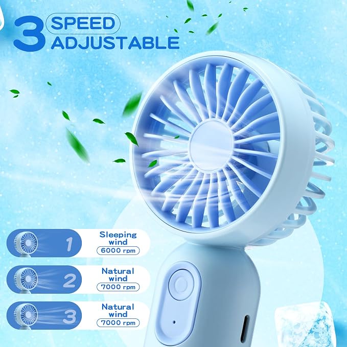 Rossesay 36 Pcs Mini Portable Fan Bulk Cute Handheld Lightweight Small Little Personal Hand Eyelash Fan 3 Speeds USB Rechargeable for Women Men Indoor Outdoor Makeup Travel (Blue)