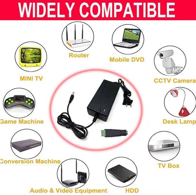 Power Supply, 24V Power Transformers, AC 100-240V to DC 24V 10A Power Supply LED Adapter, 240 Watt Max, for LED Strip Neon Rope String Lights, Computer Project, Recorder, TV Screen