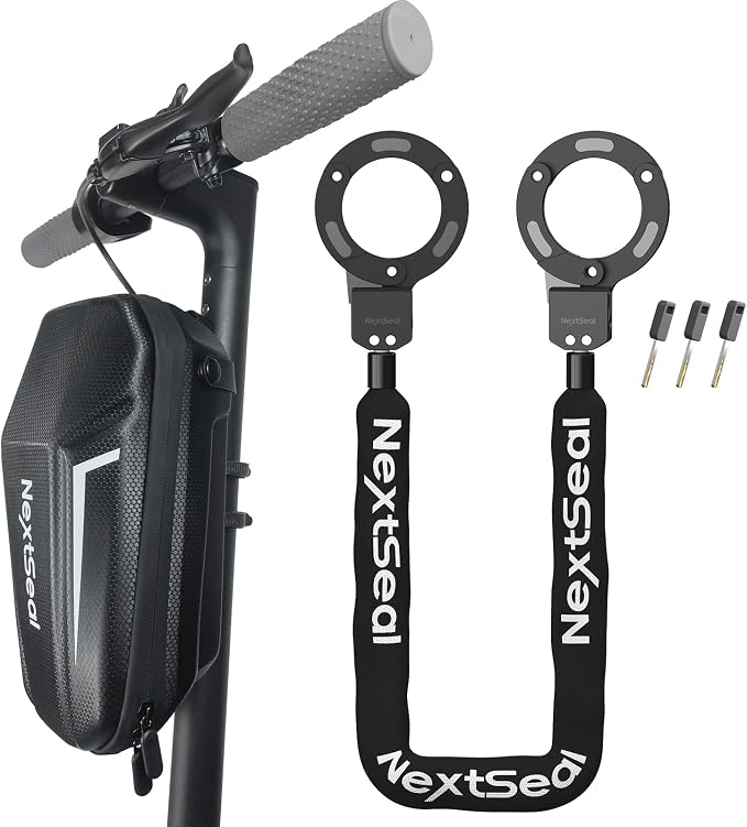 Electric Scooter Lock, High Security Scooter Lock, One-Touch Locking, 35.55inch Long Anti Theft 6mm Thick Bike Chain Locks with Key and Storage Bag, Bicycle Accessories for Scooters, E-Bike