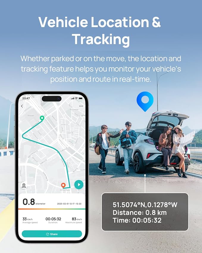 70mai 4G Hardwire Kit UP05, Type-C for Dash Cam A510, X800, A810, T800, A810 Lite, 12V-30V to 5V/2.4A, Remote Monitoring, Low Voltage Protection, 24H Parking Mode, Compatible with AT&T SIM Cards only
