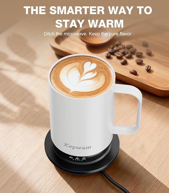 Kepwam Self-Heating Coffee Mug T1, 16oz Rechargeable Heated Coffee Mug, Smart Coffee Warmer Mug with App-Controlled,Advanced Temperature-Controlled Heating Coffee Gifts for Women Men Coffee Lover