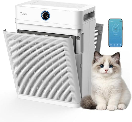 YADU Air Purifier for Large Rooms up to 2,307 sq ft | AQI Display, H13 HEPA Air Cleaner, Double-Sided Filter, WiFi Control, 18dB Quiet, Pet Hair & Dust & Smoke Capture