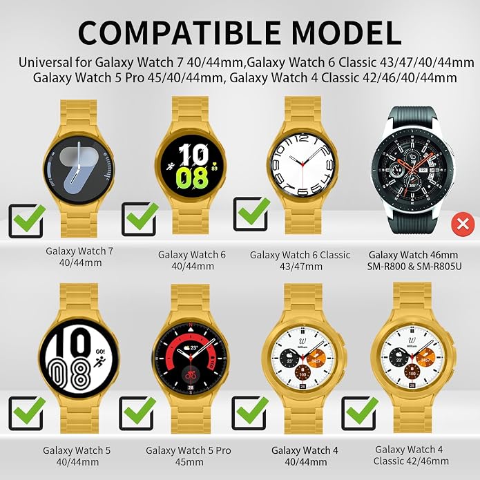 GOLDTOLUCK No Gap Stainless Steel Band Compatible with Samsung Galaxy Watch 8 7 6 5 4 Classic FE Pro Ultra 40mm 44mm 46mm 43mm 47mm 45mm 42mm Replacement Men Women Milanese Metal Elegant Casual