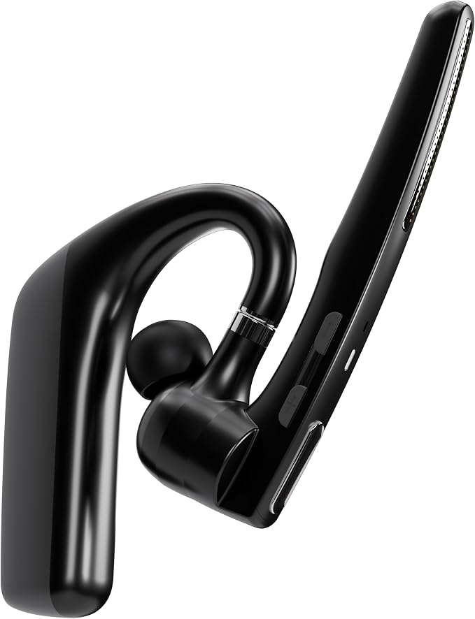 Ultralight Bluetooth Headset with Noise Cancelling Microphone, Bluetooth Earpiece with Carrying Case, Wireless Headset for PC/Laptop, Compatible with MS Teams, Zoom, Google Meet, and More - Black