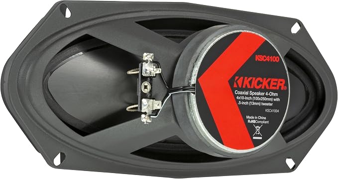 KICKER 51KSC41004 KS-Series 4x10 Coaxial Speakers with .5" tweeters, 4-Ohm, Pair