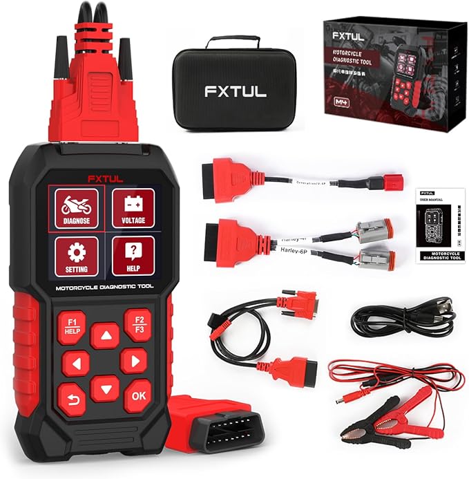 M4 Motorcycle Diagnostic Tool for Harley-Davidson 4P/6P, Read/Clear Codes & Live Data, ECU & Service Reset, Throttle Reset & ABS Bleed, with OBD2 16P, for Dyna Softail Sportster Touring