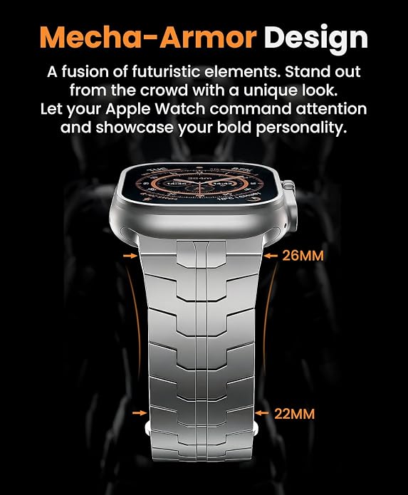 Grade 5 Titanium Band for Apple Watch Ultra 3/2/1 49mm & Series 11/10 46mm, DLC Coating Anti-Scratch Ultra 3 Band with Small-Link Design for Precise Fit, Secure Butterfly Clasp Band for Men