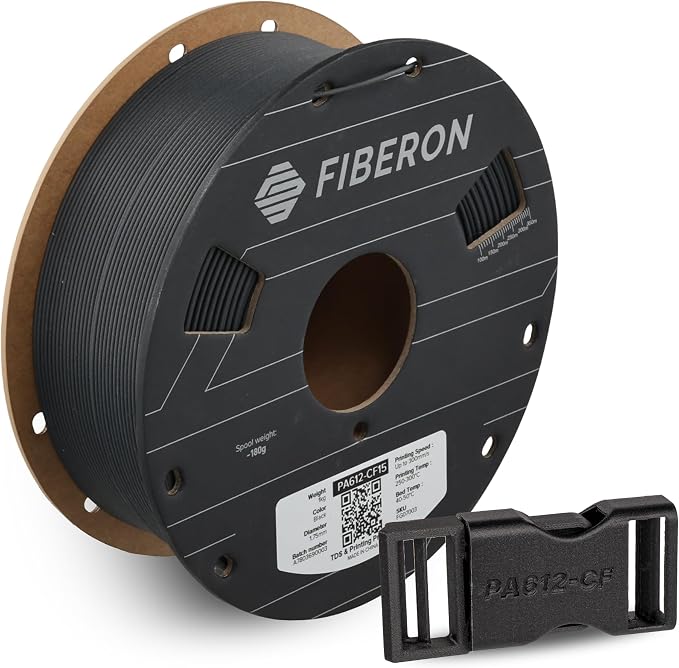Polymaker Fiberon PA612-CF15 Carbon Fiber Nylon Filament 1.75mm Black 1kg, Fiberon PA612-CF15 Strong & Low Moisture Sensitive Nylon 1.75mm 3D Printing Filament