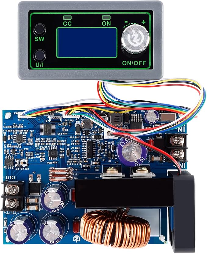 CNC Buck Adjustable Power Supply Module, Adjustable Buck Converter 50V 20A 1000W Voltage and Ammeter DC Voltage Regulator, LCD Display/DC Converter/DC CNC Power Supply/DC Converter Gray