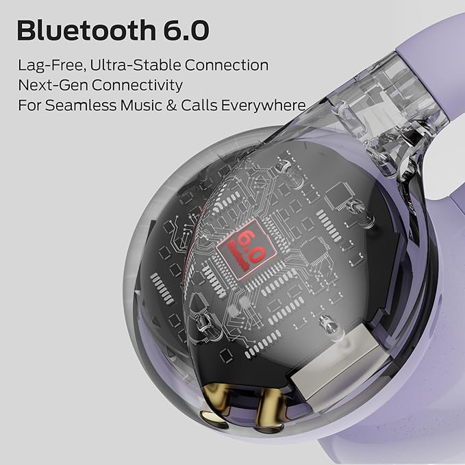 Monster Open Ear AC225 Headphones, Bluetooth 6.0 Wireless Earbuds, Stereo Sound, Lightweight Comfort Clip-On Earbuds with ENC Mic for Clear Calls, 36H Playtime, Touch Control, IPX6 Waterproof, Purple