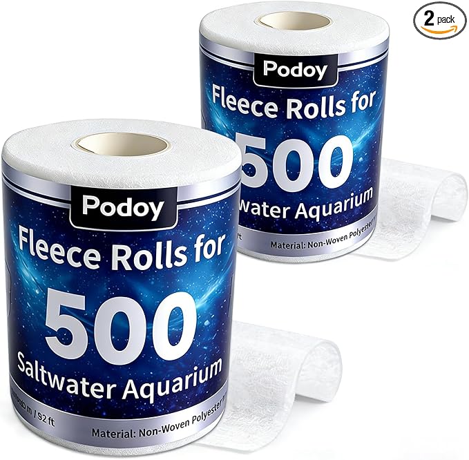Podoy Replacement Fleece Roll Compatible with Red Reef 500, Aquarium Automatic Filter Media Roll for Saltwater & Reef Tanks, High-Density Mechanical Filtration, 2 Pack