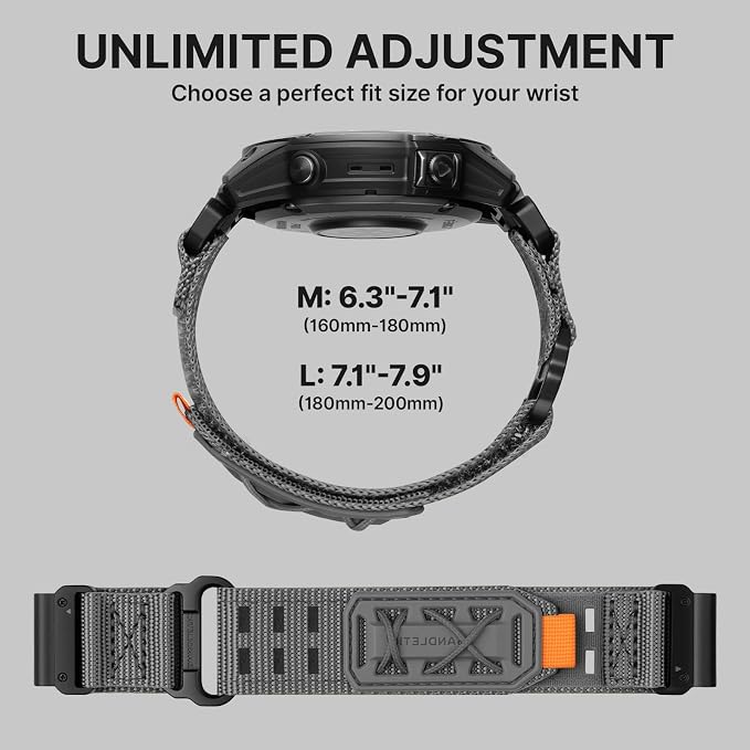 Bandletic Compatible with Garmin Epix Pro 2 Watch Band - 22mm Quick Fit Replacement Nylon Strap for Fenix 8 47mm 7 6 Pro/5 Plus/Instinct 3 E 45mm 2 /Forerunner 970/965/955/945/Approach S70/S62/S60