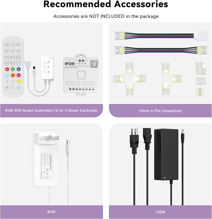 MIWISE RGB COB LED Strip Light 32.8ft/10m,Color Changing Dimmable Strip Light DC24V,Multicolor Flexible Tape Light 10mm Width,for TV,Bedroom,Party DIY Decoration(Power Supply&Controller NOT Included)