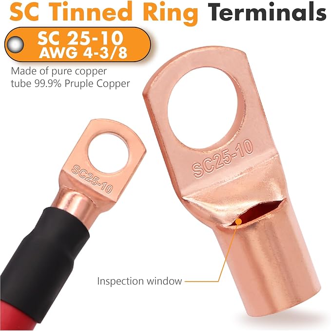 Jeemiter 4 Gauge Wire Copper Clad Aluminum CCA Kit (50ft Red/Black) with 10 Inch Cable Cutter,Lug Terminal Connectors & Heat Shrink Tube for Battery Power/Ground Cable,Car Audio Speaker,Amp,RV,Solar