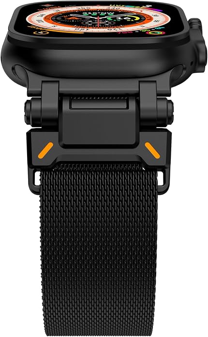 WINGLE Milanese Loop for Apple Watch Band Ultra 3/2/1 Band Ultra 49mm Series 11 10 46mm 45mm 44mm SE 3/2/1 Series 9 8 7 6 5 4 3 Men Women,Parachute-Style Buckle Stainless Steel Mesh Metal iWatch Bands