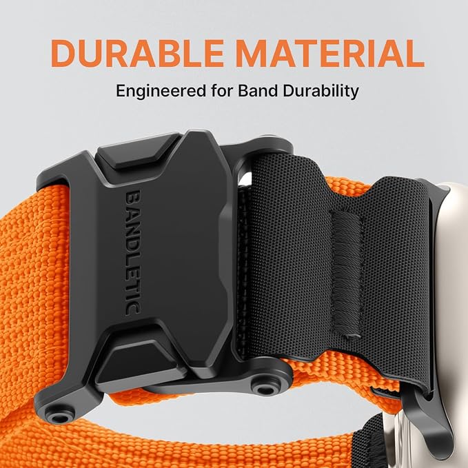 Bandletic Mag Buckle Slim Band Compatible with Apple Watch Bands for Men, Wide Rugged Tactical Military Soft Bands for iWatch Ultra 49mm Series 10 46mm, 9/8/7 45mm, SE2/6/SE/5/4 44mm, 3/2/1 42mm