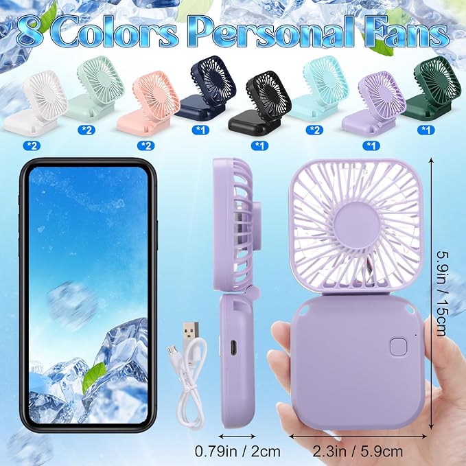 Hortsun 12 Personal Necklace Fan 12 Cooling Towels USB Rechargeable Battery 3 Speed Handheld Fan Portable Neck Hanging Fans Cooling Rags Bulk for Yoga, Sport, Camping, Fitness(Dark Color)