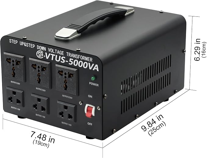 Cantonape 5000 Watt Voltage Converter Transformer - Heavy Duty Step Up/Down Convert from 110-120 Volt to 220-240 Volt and from 220-240 Volt to 110-120 Volt - Circuit Breaker Protection
