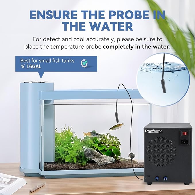 Poafamx 16gal Aquarium Chiller 60L Fish Tank Cooler Unit ℉ Quiet for Home Fish Shrimp Breeding Aquaculture