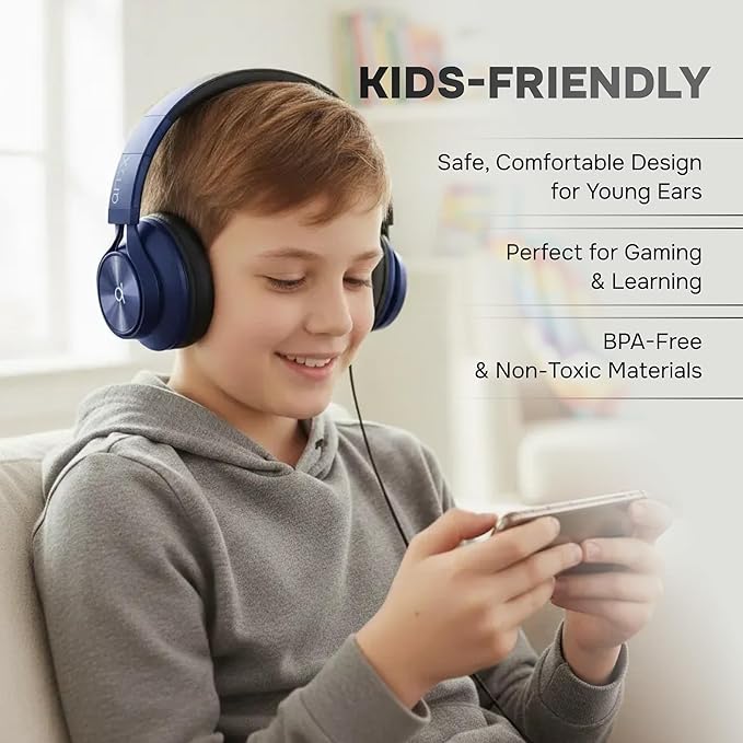 Artix CL750 Adults & Kids Headphones with Cord - Plug-In Over Ear Headphones Wired with Mic and Volume Control, Corded Head phones for Laptop, Computer, Chromebook, Tablet & Smartphone with 3.5mm Jack