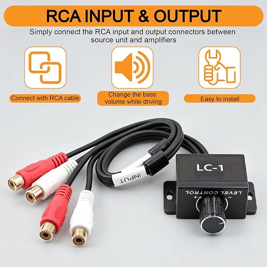 4 Gauge Amp Wiring Kit 1200W Complete Amplifier Installation Kit with Bass Control Knob for Car Audio Subwoofer System