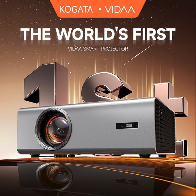 4K Projector with WiFi and Bluetooth, VIDAA Smart Projector 1200+ APPs&Official AirPlay&Voice Control 2000 ANSI Auto Focus Keystone Indoor/Outdoor Projector 60W Dolby Home Theater