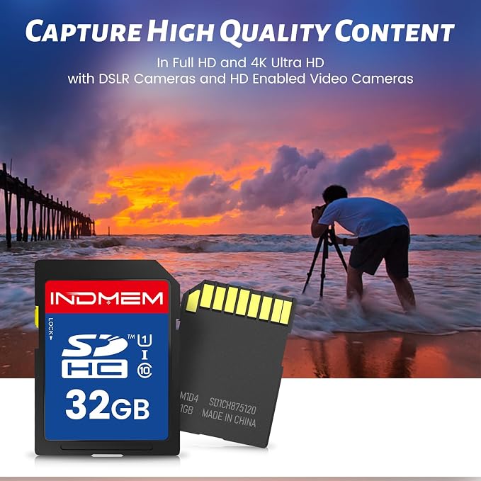 SD Card 32GB, 10-Pack UHS-I Class 10 MLC Flash Memory Cards, High Speed Full HD Video Recording Secure Digital Cards for Camera DSLR Action Cam Camcorder Phone Digital Device