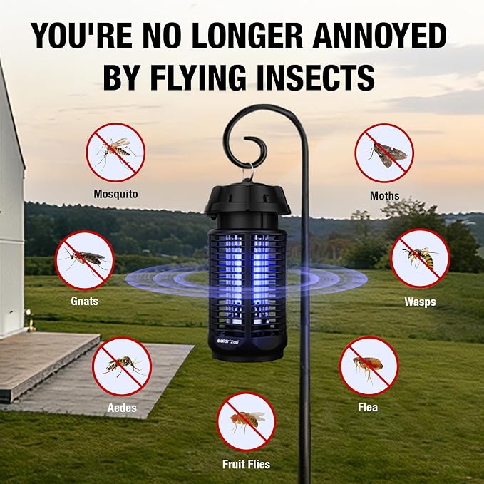 BALDR Bug Zapper Outdoor Indoor, 20W Power & 4200V Instant Grid Mosquito Repellent, Coverage of 1/2 Acre Fly Trap for Patio, Backyard, Home，2 Pack