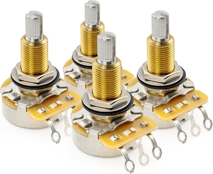 CTS 450 A500K Pots Long Split Shaft 3/4 Inch 10% Audio Taper Potentiometers for Electric Guitar Bass (Set of 4)