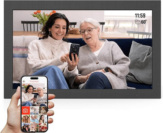 15.6 Inch WiFi Digital Picture Frame IPS Touch Screen HD Disply,Video Clips and Slide Show,Auto-Rotate, Wall Mountable,Send Photos Instantly from Anywhere with via Frameo APP (15.6 INCH)
