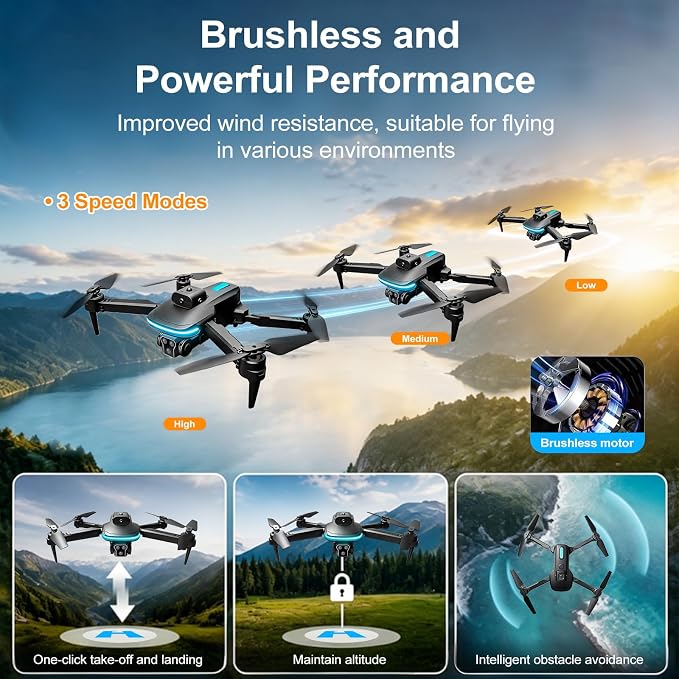 Ourlife Mini Drone with Camera 4K for Adults, RC Foldable FPV WiFi Live Transmission Drones for Children Beginners,36-Min Flight Time,Headless Mode, Trajectory Flight, Obstacle Avoidance, One Key Start/Landing(3 Batteries)